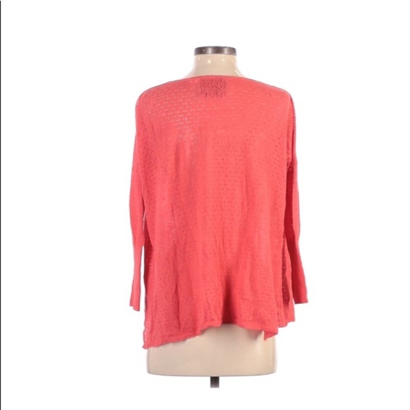 Guinevere | Linen Cotton Blend Long Sleeve Small Top Orange Peach Pink - Picture 3 of 10